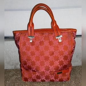 Tumi Vintage Nylon and Leather Signature Small Tote Bag Orange and Pink
